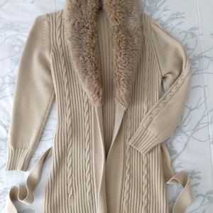 Cortefiel Cable knit wool cardigan coat